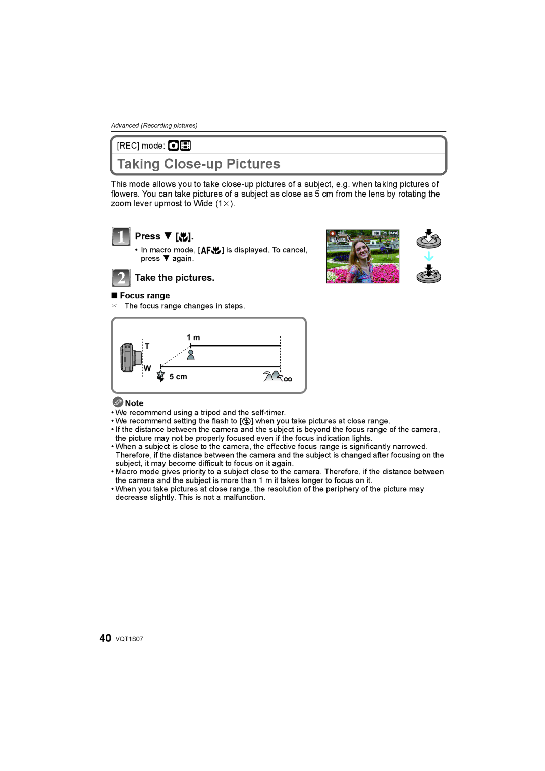 Panasonic DMC-FX38 operating instructions Taking Close-up Pictures, Press 4 #, Take the pictures, REC mode ·n 