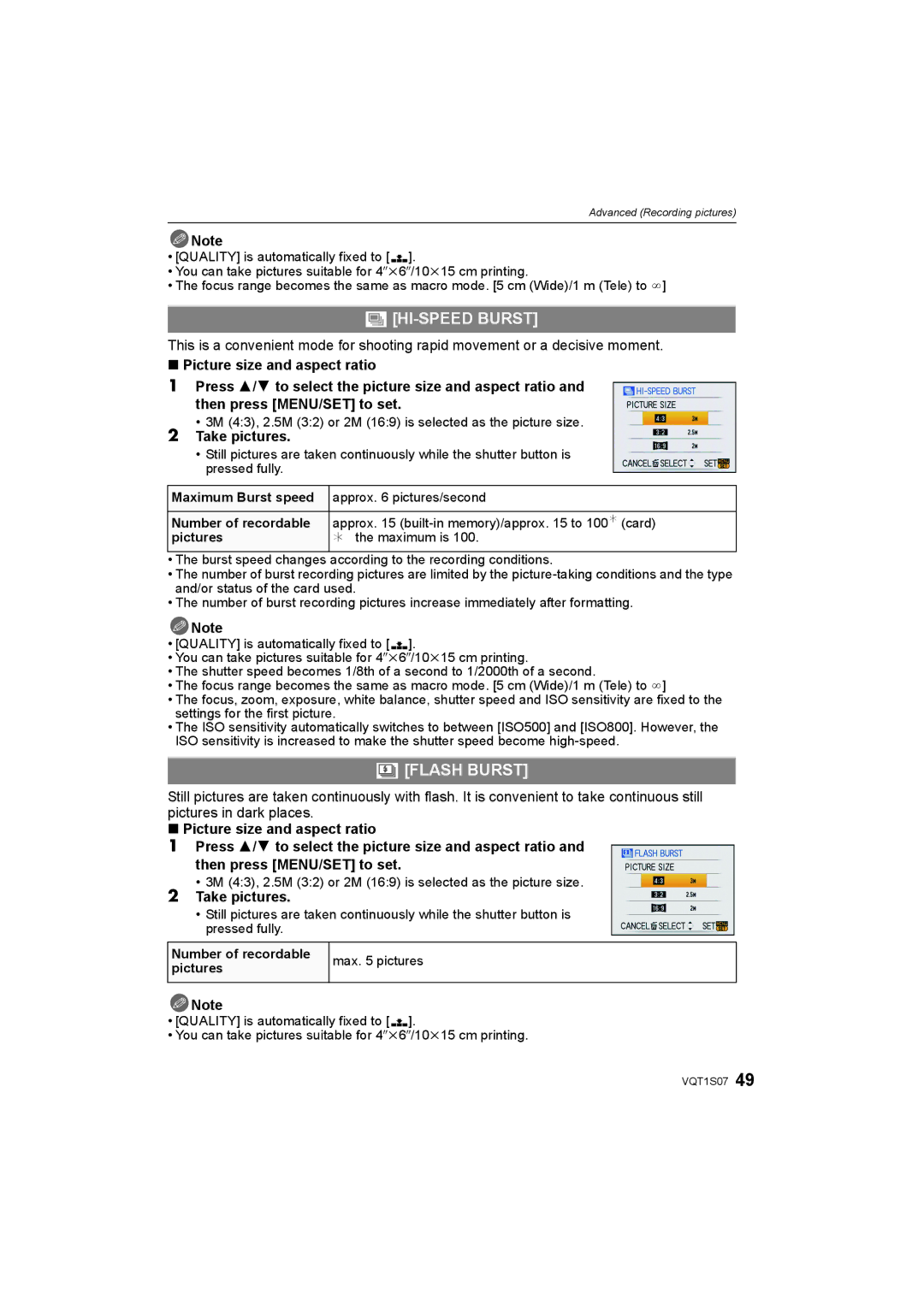 Panasonic DMC-FX38 operating instructions HI-SPEED Burst, Flash Burst 