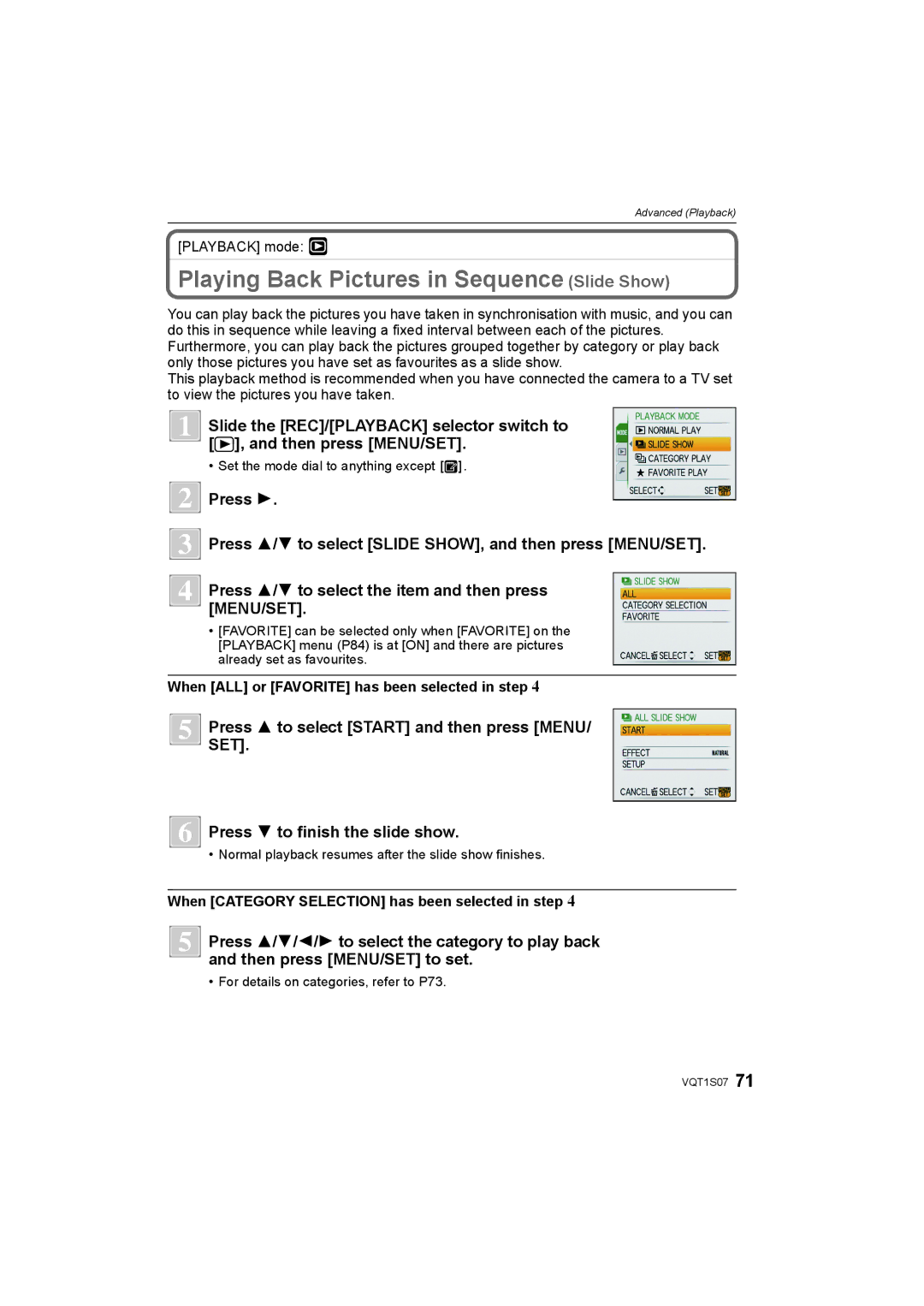 Panasonic DMC-FX38 operating instructions Playing Back Pictures in Sequence Slide Show 