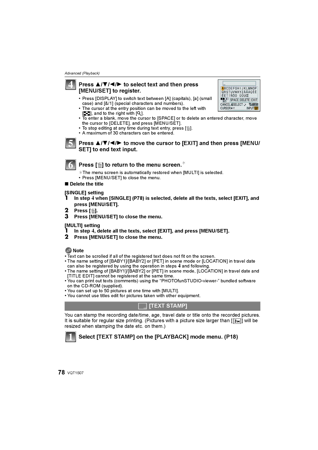 Panasonic DMC-FX38 operating instructions Text Stamp 