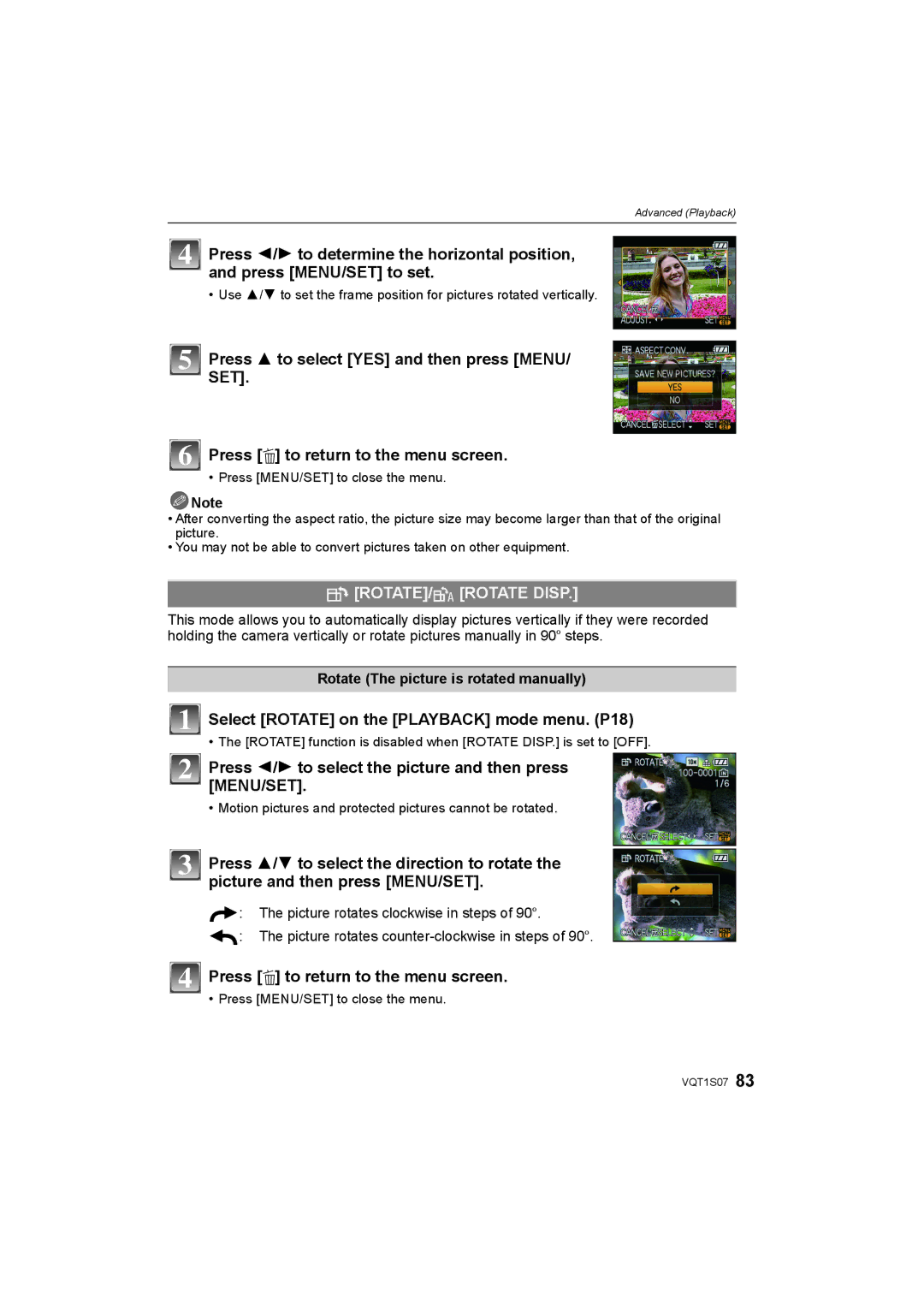 Panasonic DMC-FX38 operating instructions ROTATE/M Rotate Disp 