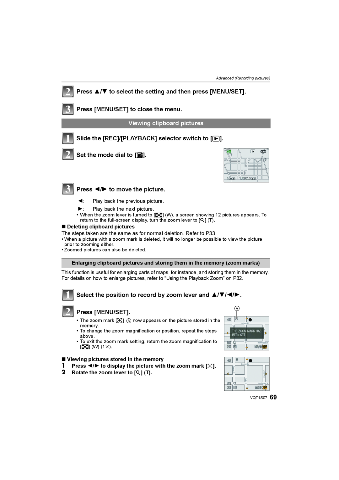 Panasonic DMC-FX38 Press 3/4 to select the setting and then press MENU/SET, Viewing clipboard pictures, Press MENU/SET 