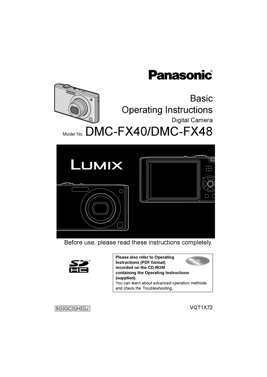 Panasonic operating instructions Model No. DMC-FX40/DMC-FX48 