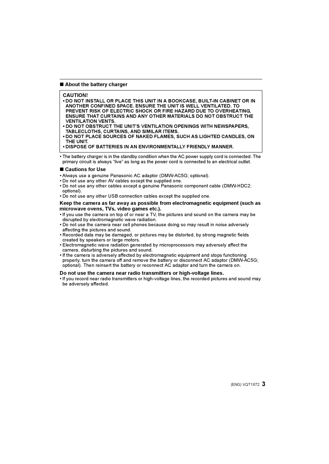 Panasonic DMC-FX40/DMC-FX48 operating instructions About the battery charger 