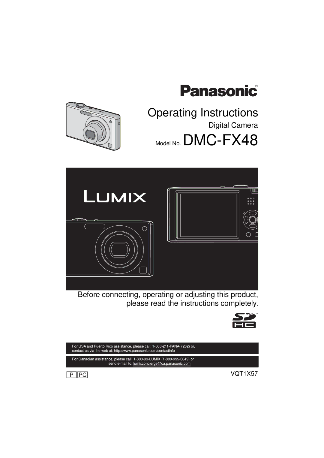 Panasonic DMC-FX48 operating instructions Operating Instructions 