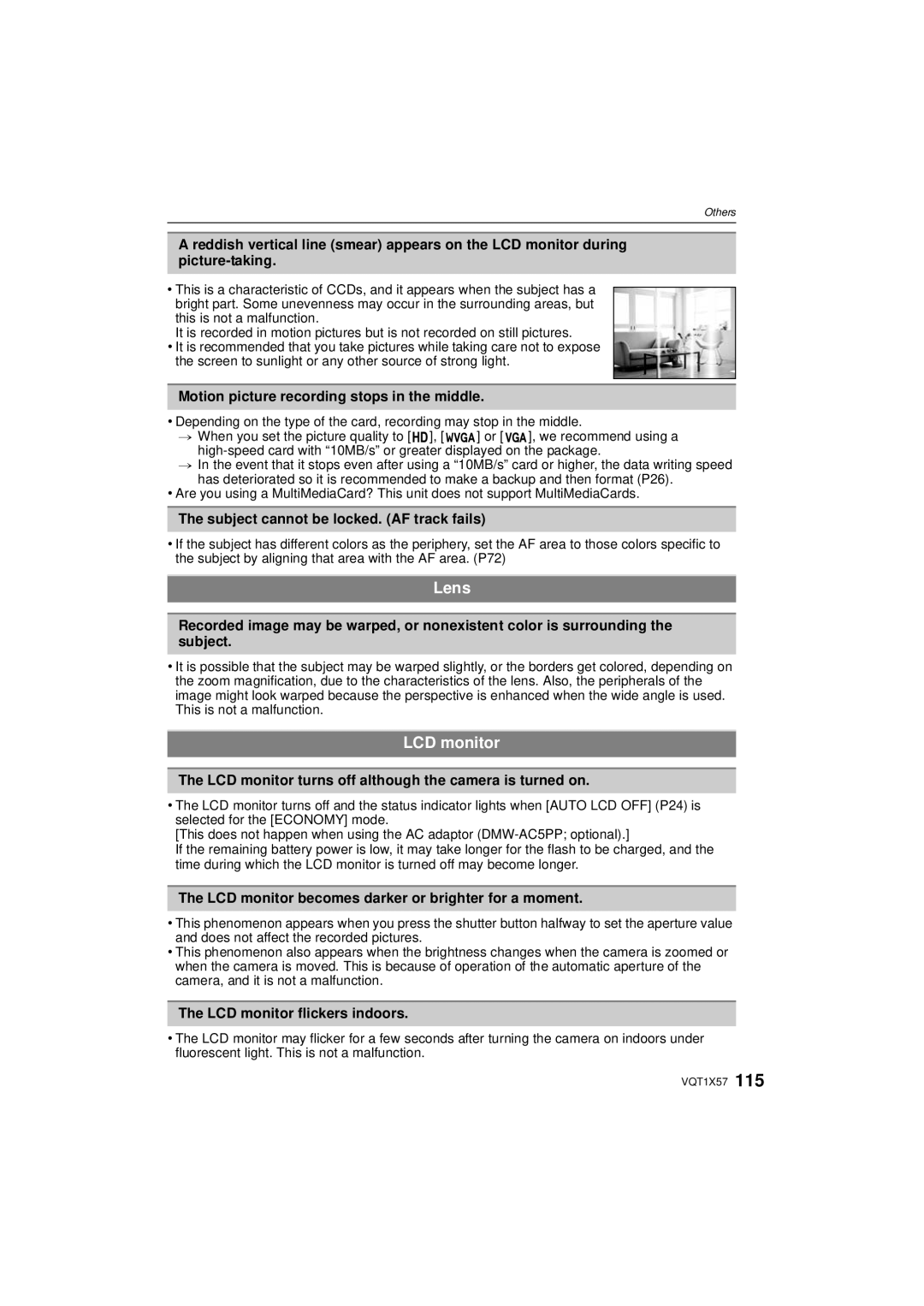 Panasonic DMC-FX48 operating instructions Lens, LCD monitor 