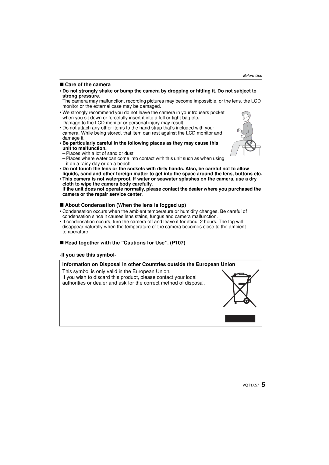 Panasonic DMC-FX48 operating instructions Care of the camera, About Condensation When the lens is fogged up 