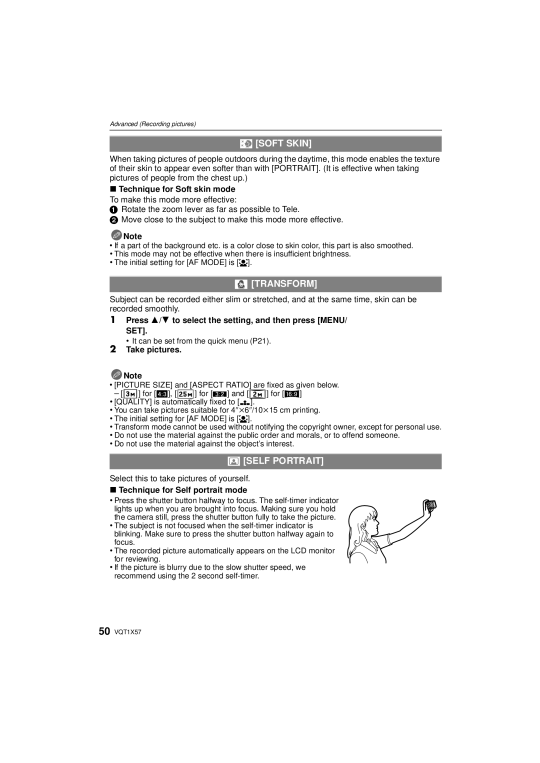 Panasonic DMC-FX48 operating instructions + Soft Skin, Transform, Self Portrait, Set 