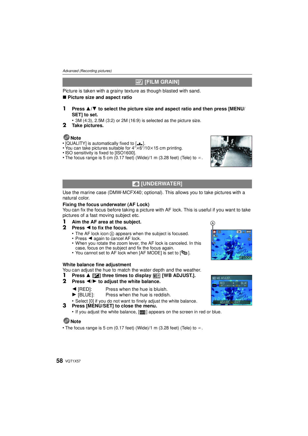 Panasonic DMC-FX48 operating instructions Film Grain, Underwater 