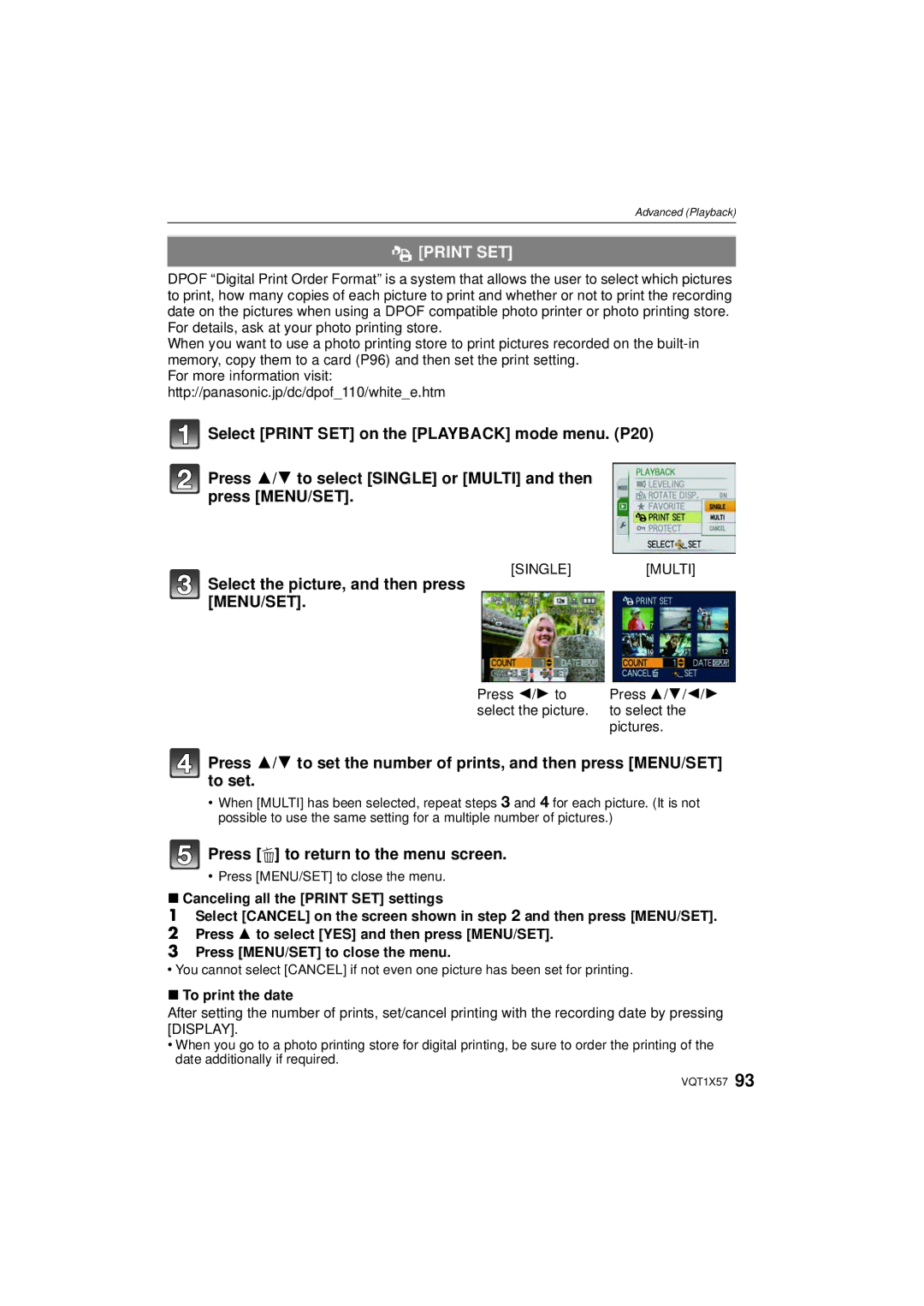 Panasonic DMC-FX48 operating instructions Print SET, Select the picture, and then press MENU/SET, To print the date 