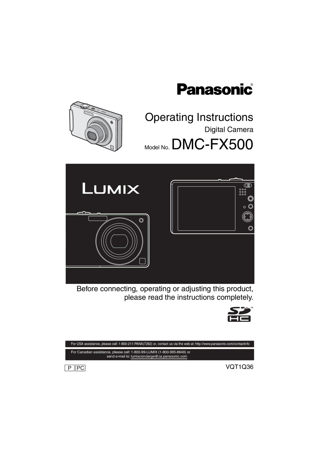 Panasonic DMC-FX500 operating instructions Operating Instructions 