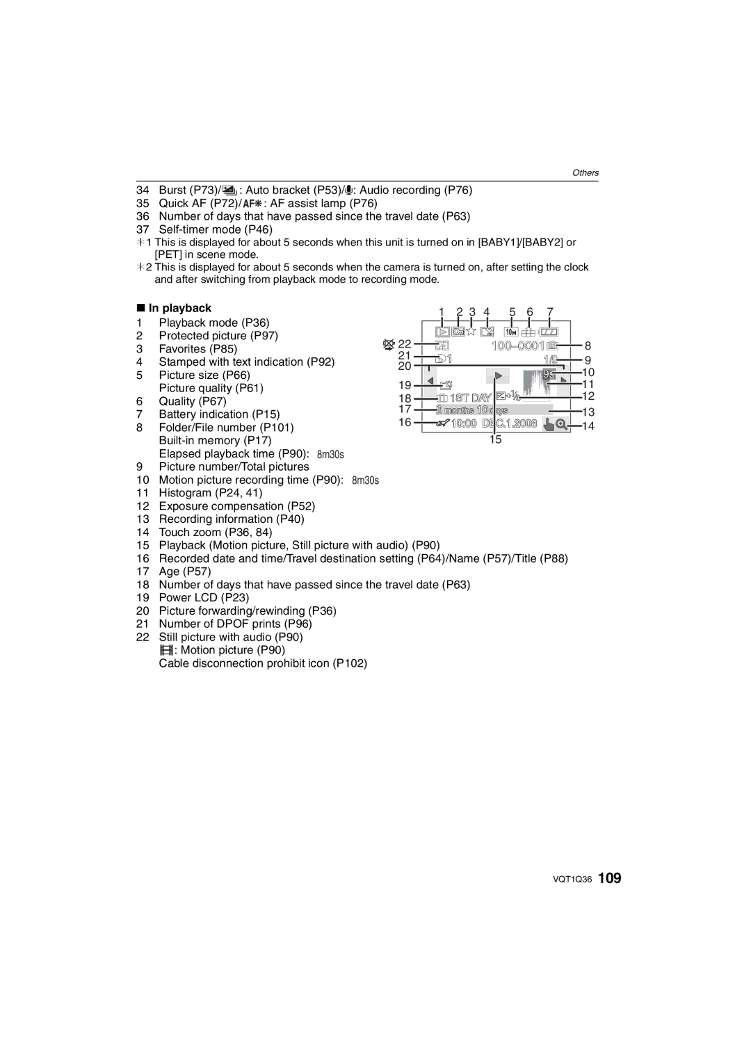 Panasonic DMC-FX500 operating instructions Playback mode P36 Protected picture P97 