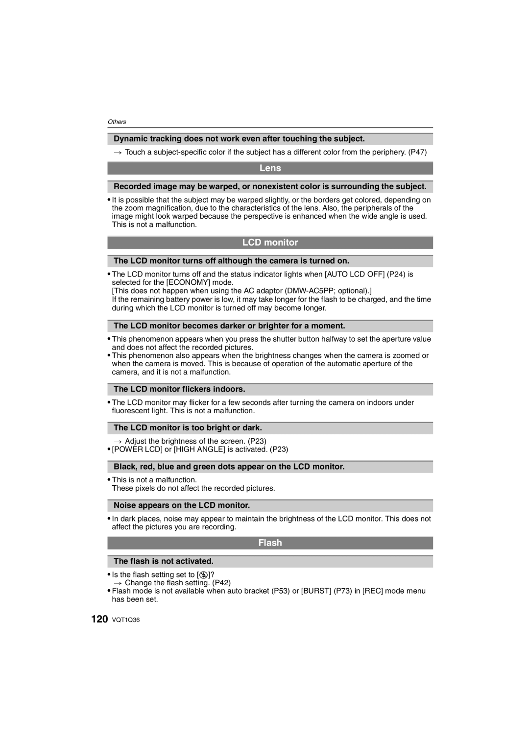 Panasonic DMC-FX500 operating instructions Lens, LCD monitor, Flash 