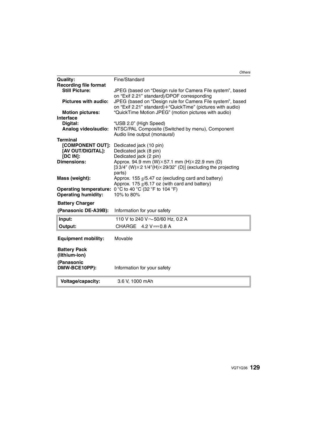 Panasonic DMC-FX500 operating instructions Component OUT, Av Out/Digital, Charge 4.2, DMW-BCE10PP 