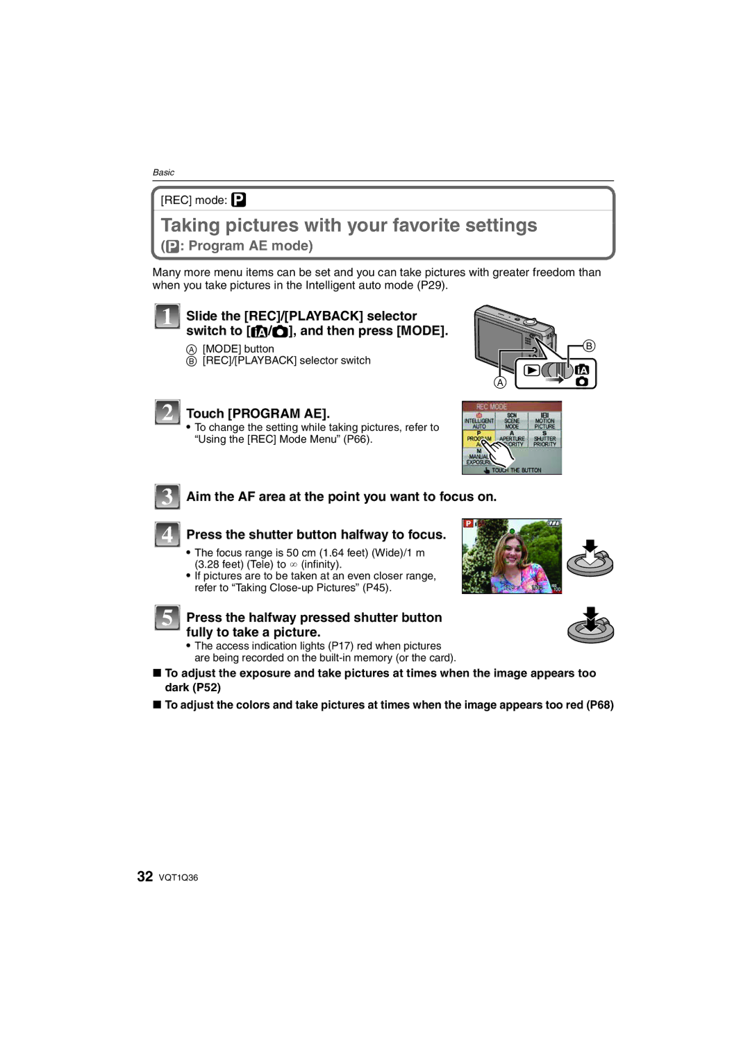 Panasonic DMC-FX500 operating instructions Taking pictures with your favorite settings, Touch Program AE, REC mode ³ 