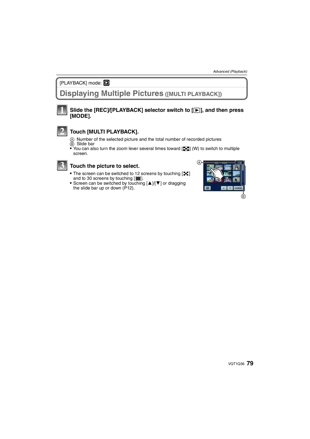 Panasonic DMC-FX500 operating instructions Displaying Multiple Pictures Multi Playback, Touch the picture to select 