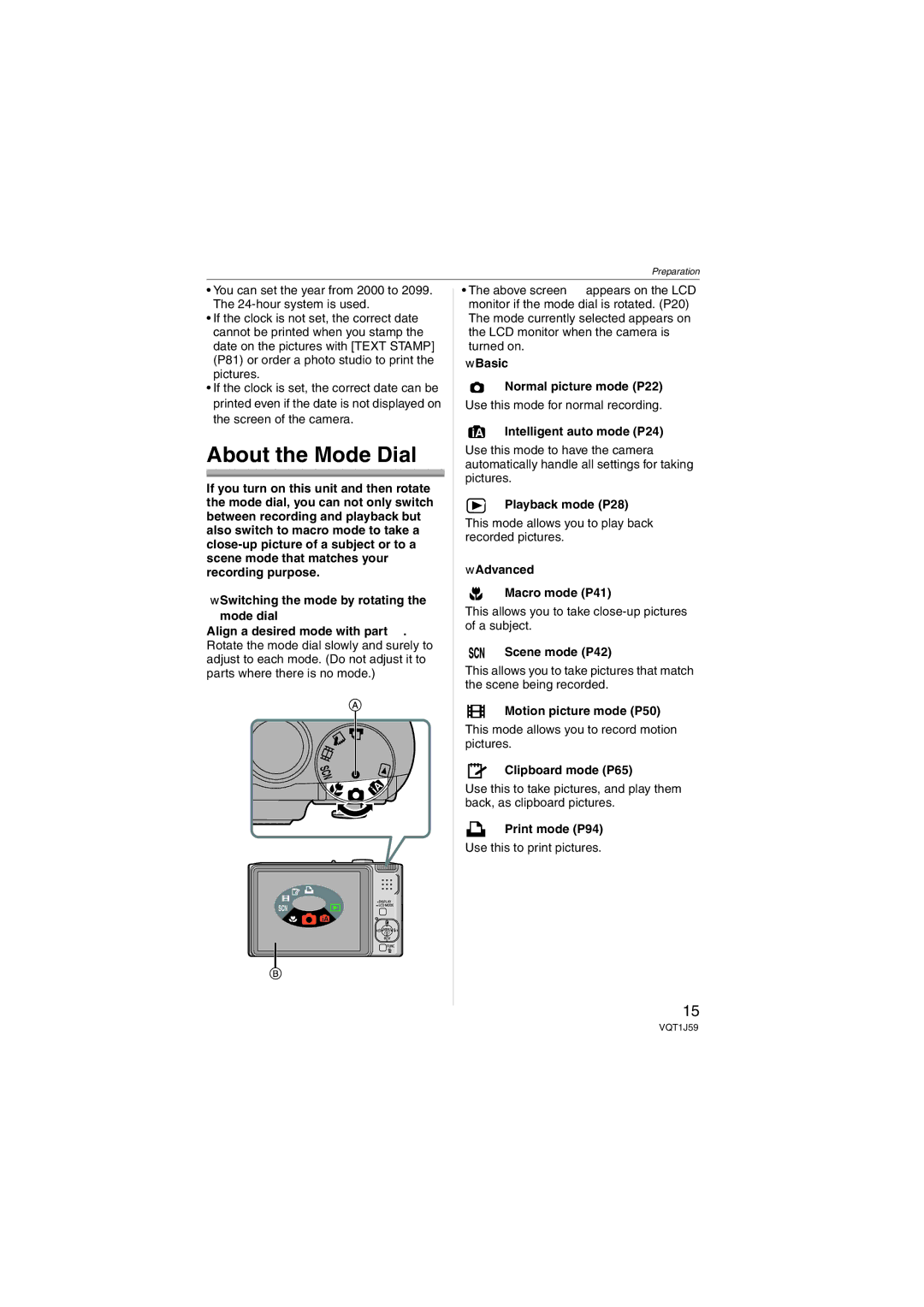 Panasonic DMC-FX55 operating instructions About the Mode Dial 