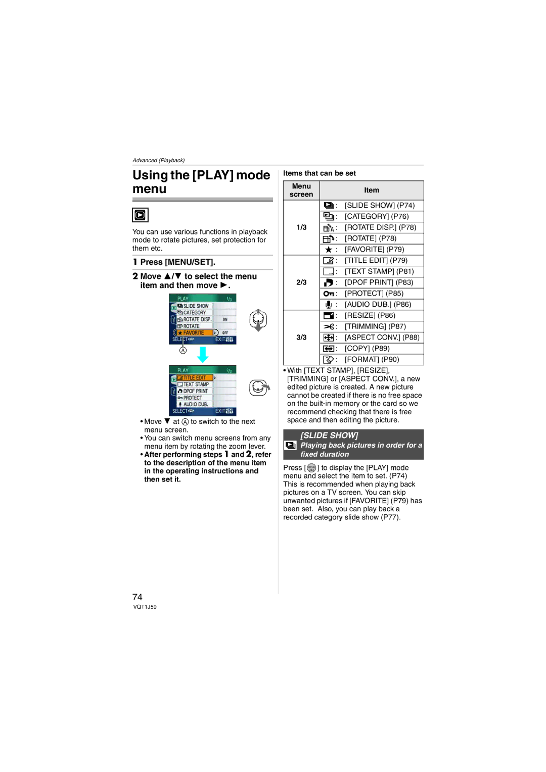 Panasonic DMC-FX55 Using the Play mode menu, Slide Show, Playing back pictures in order for a fixed duration 