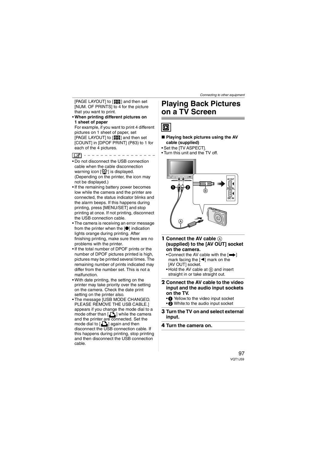 Panasonic DMC-FX55 operating instructions Turn the TV on and select external input Turn the camera on 