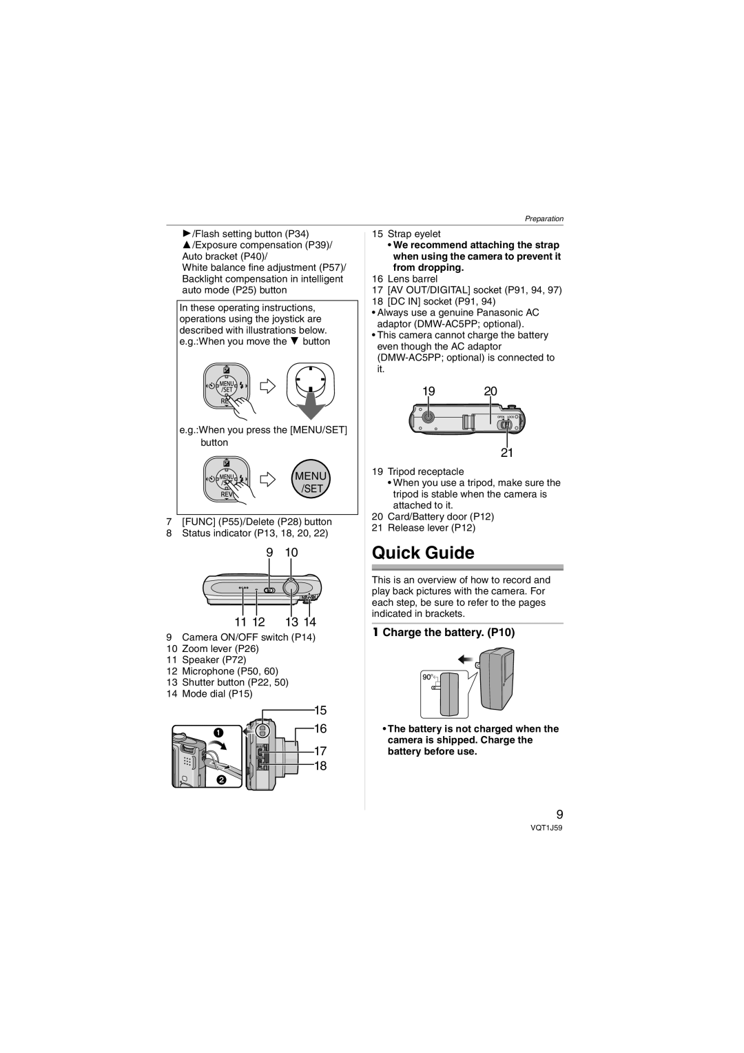 Panasonic DMC-FX55 operating instructions Quick Guide, Charge the battery. P10 