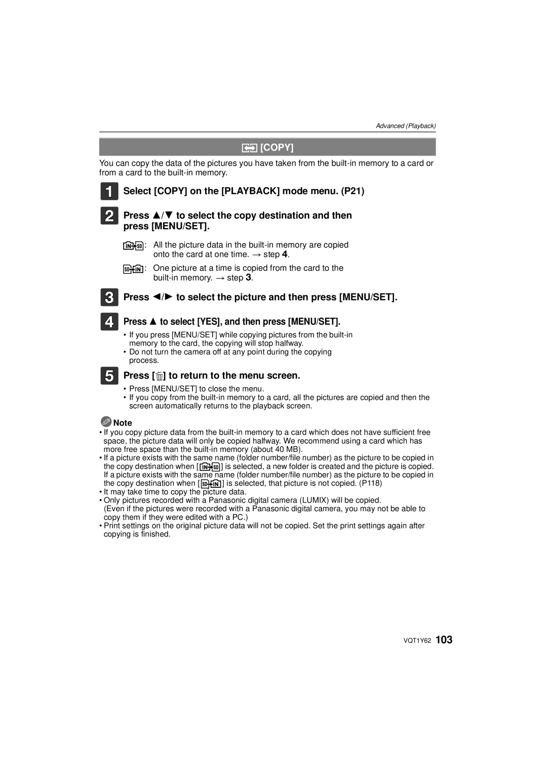 Panasonic DMCFX580S, DMC-FX580 operating instructions Copy 