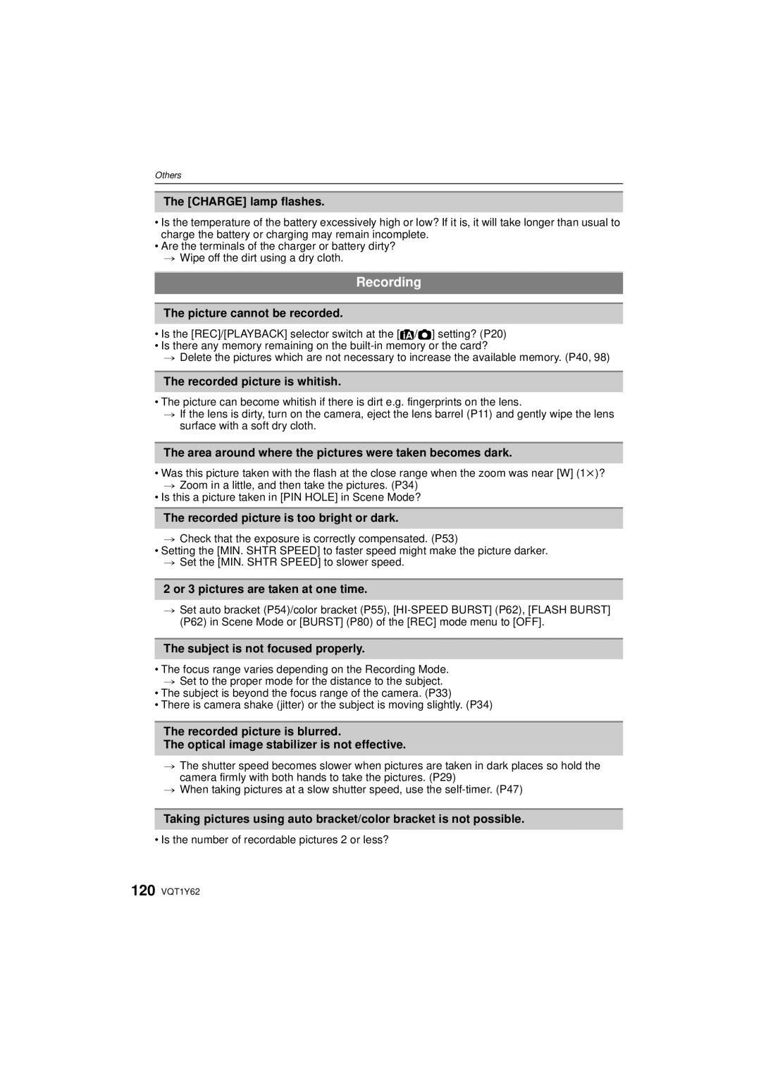 Panasonic DMC-FX580, DMCFX580S operating instructions Recording 