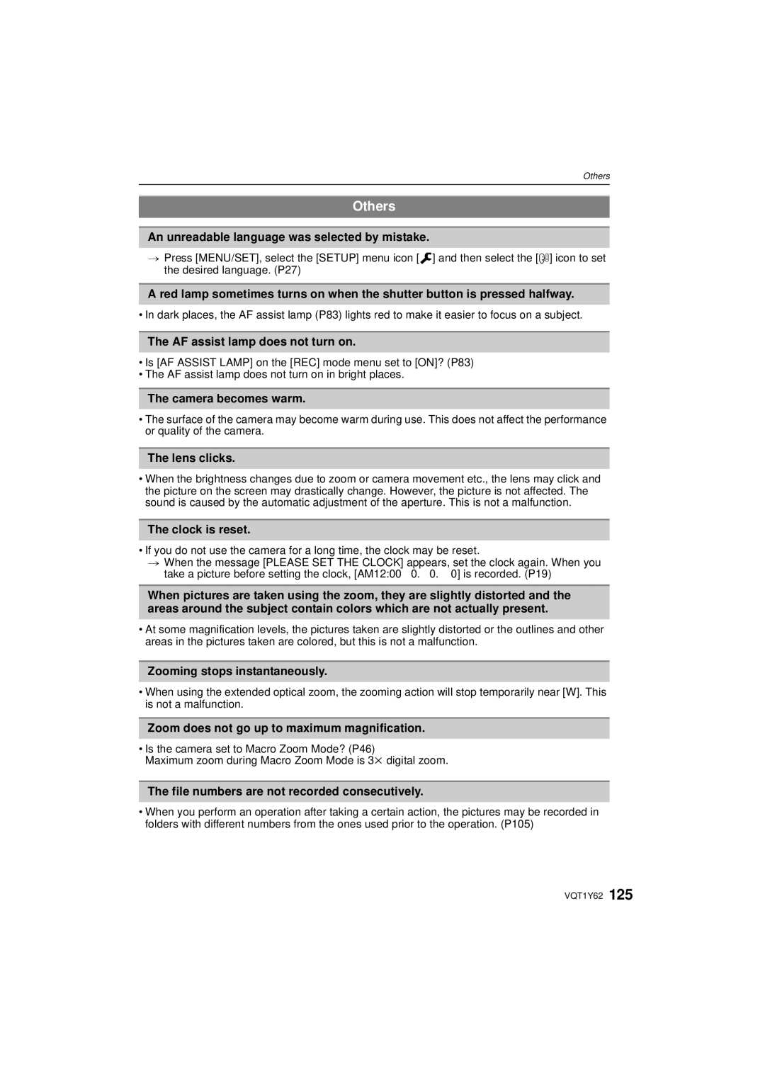 Panasonic DMCFX580S, DMC-FX580 operating instructions Others 