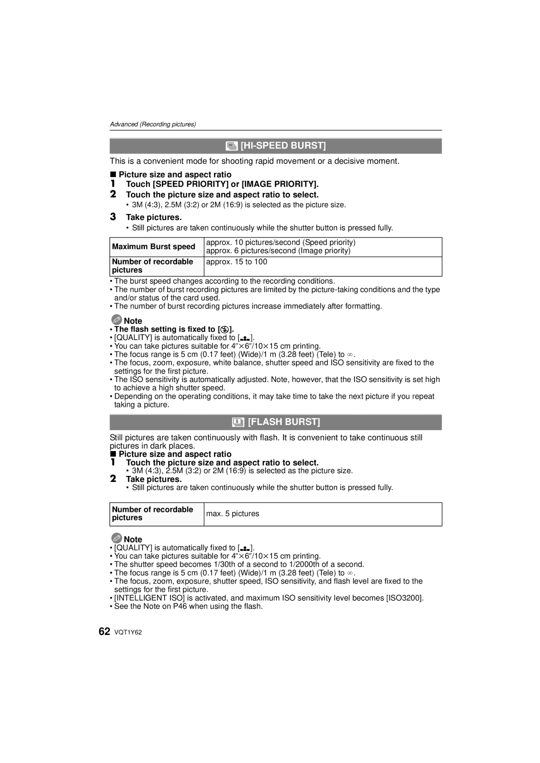 Panasonic DMC-FX580, DMCFX580S operating instructions HI-SPEED Burst, Flash Burst, Number of recordable pictures 