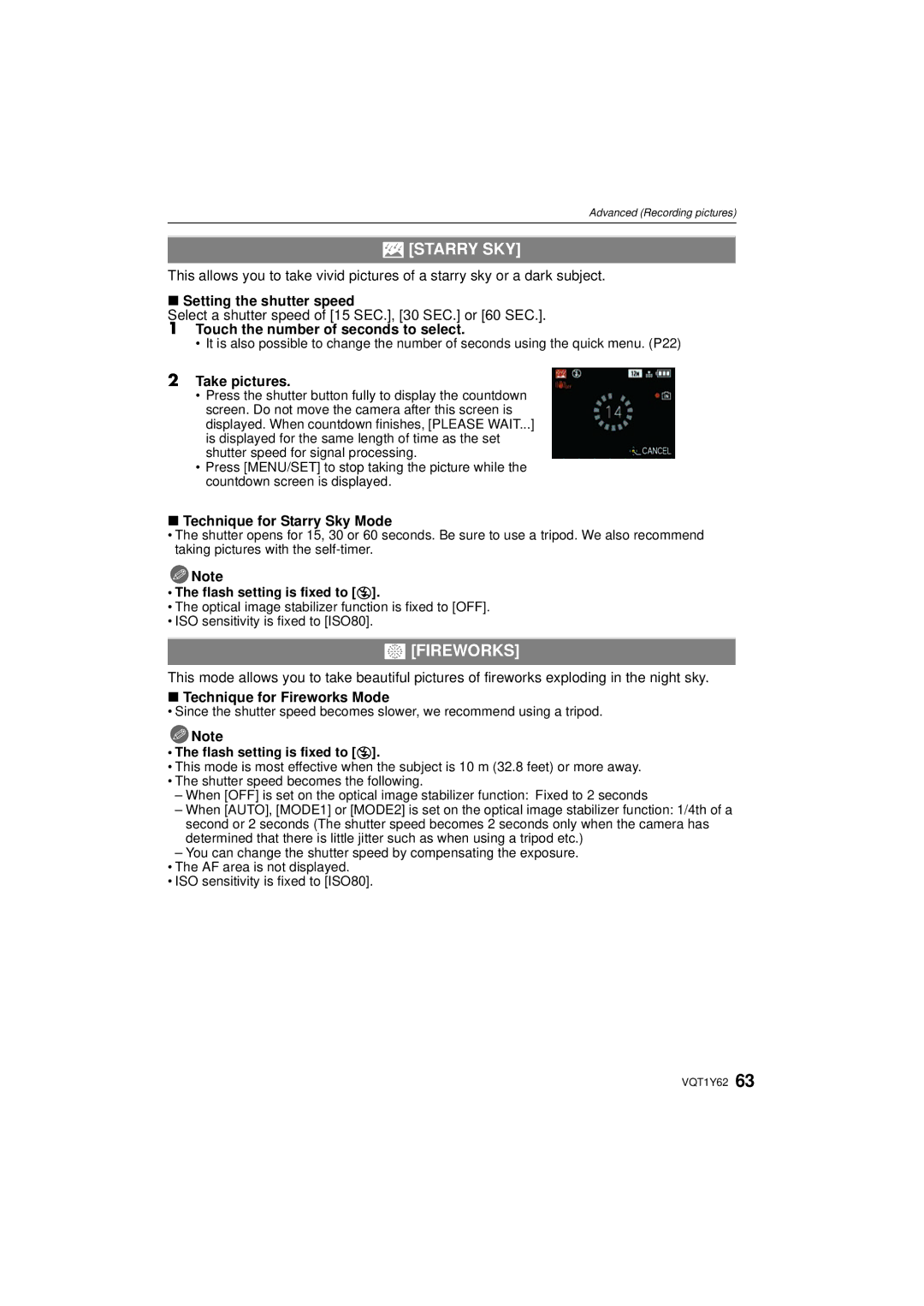 Panasonic DMCFX580S, DMC-FX580 operating instructions Starry SKY, Fireworks 