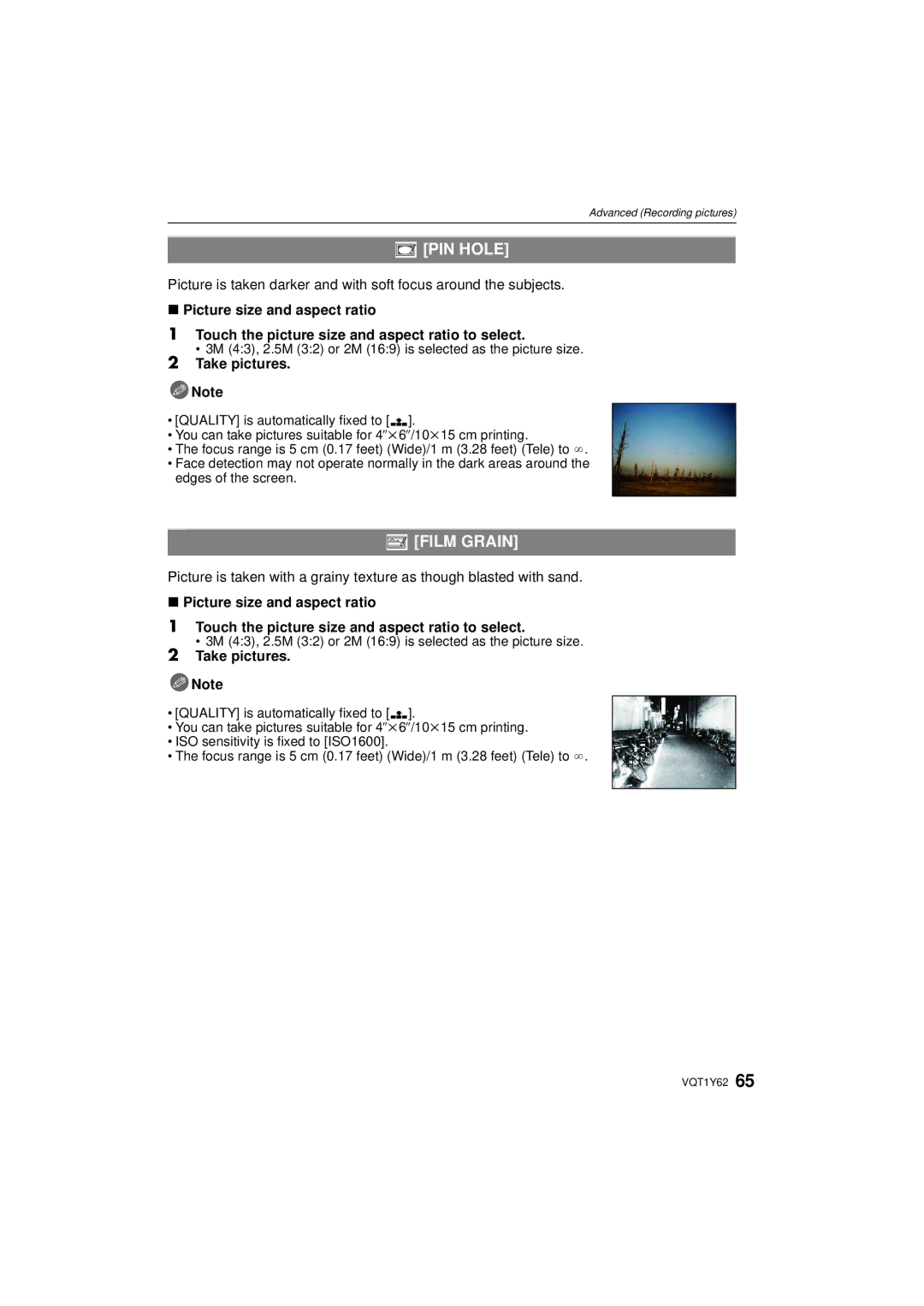 Panasonic DMCFX580S, DMC-FX580 operating instructions PIN Hole, Film Grain 