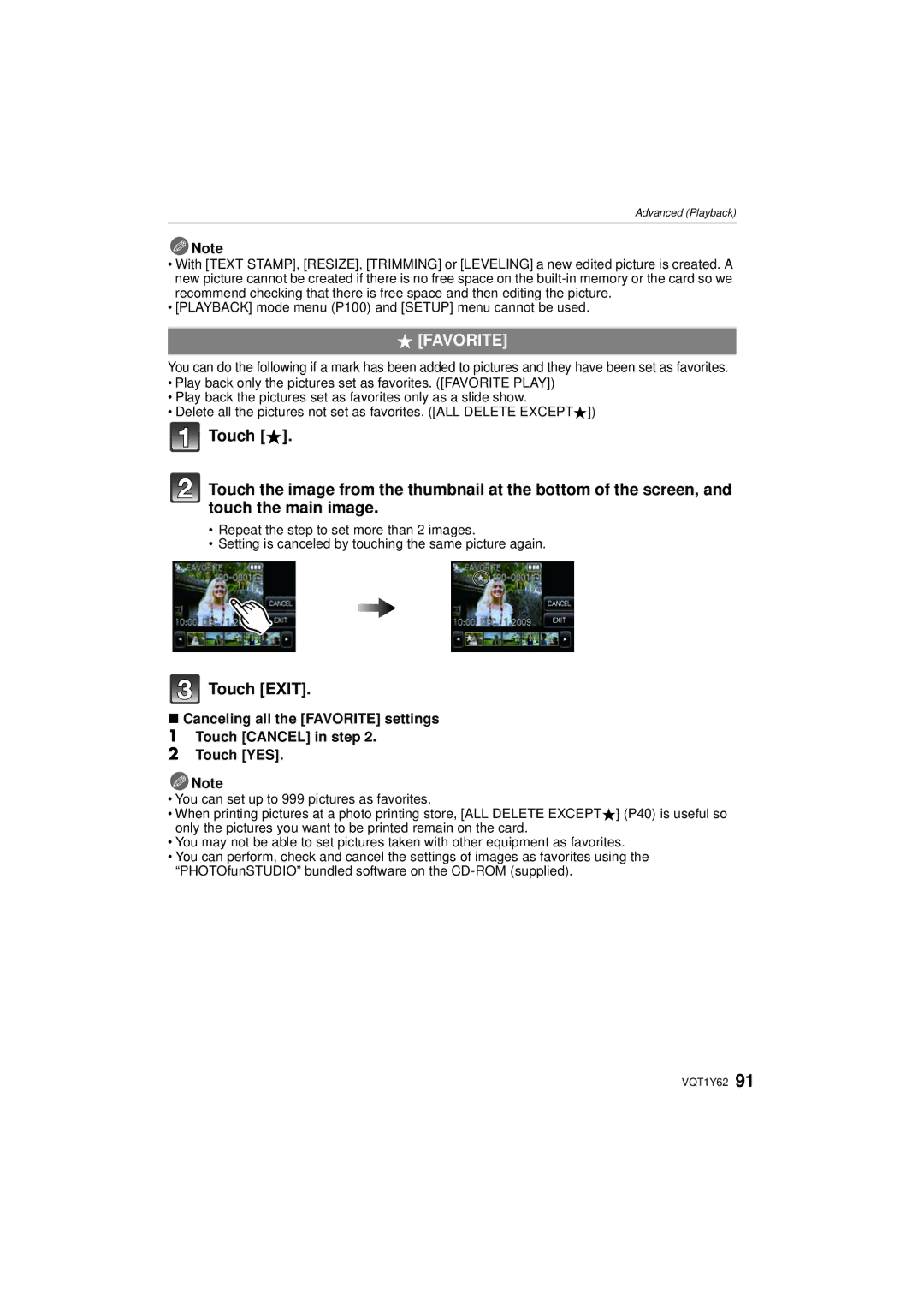 Panasonic DMCFX580S, DMC-FX580 operating instructions Favorite, Playback mode menu P100 and Setup menu cannot be used 