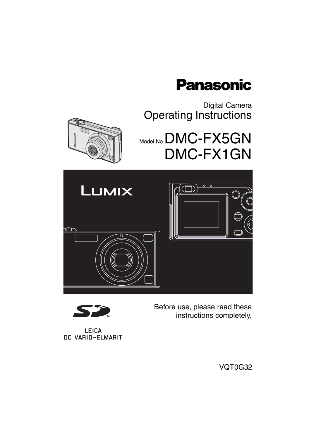 Panasonic operating instructions Model No.DMC-FX5GN DMC-FX1GN 