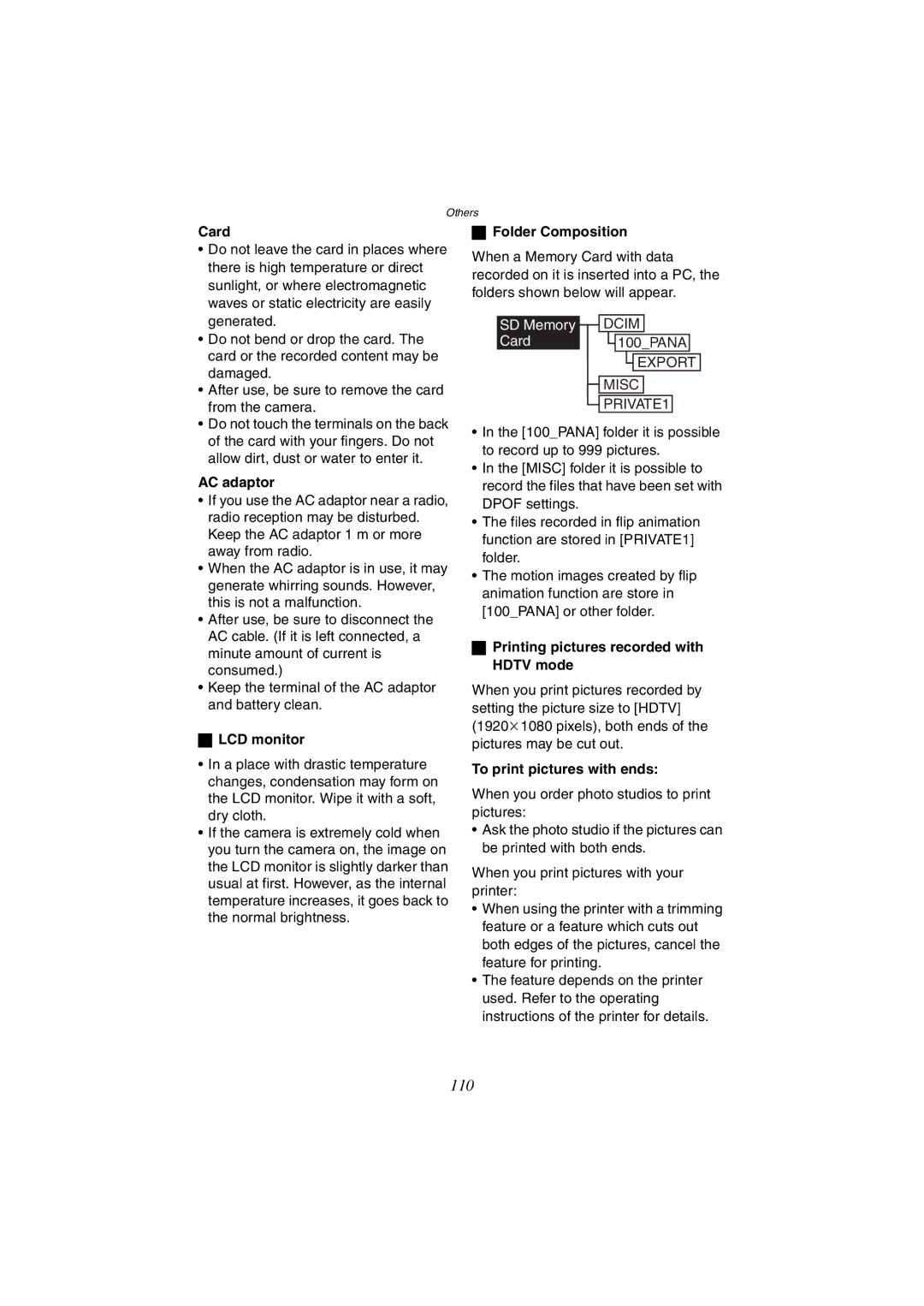 Panasonic DMC-FX5GN Card, AC adaptor, LCD monitor, Folder Composition, Printing pictures recorded with Hdtv mode 