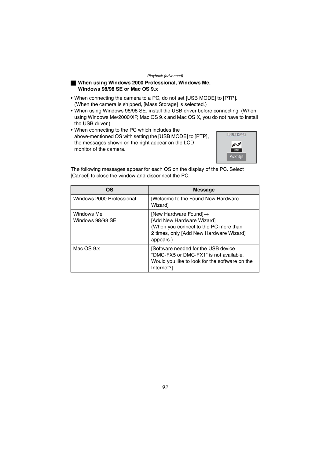 Panasonic DMC-FX1GN, DMC-FX5GN operating instructions Message 