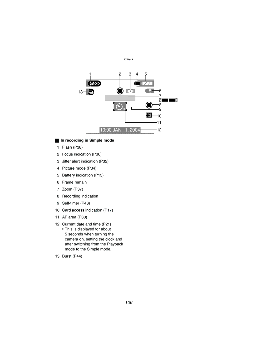 Panasonic DMC-FX5PP operating instructions 106, Recording in Simple mode 