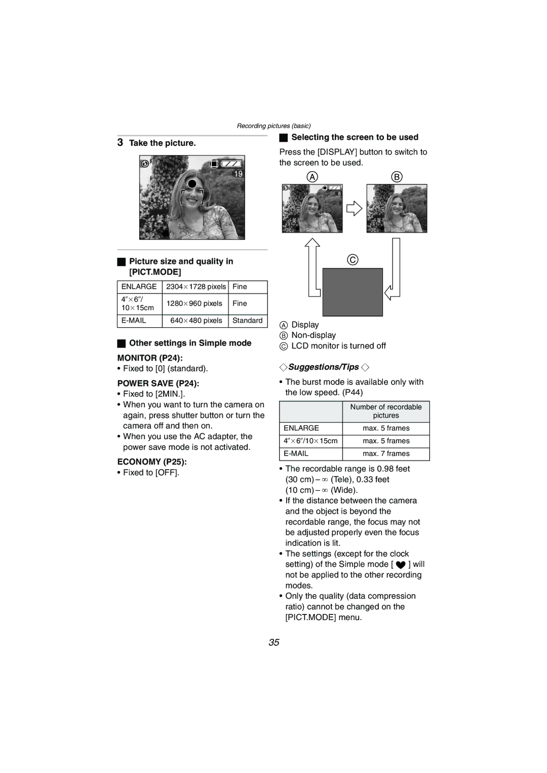 Panasonic DMC-FX5PP operating instructions Other settings in Simple mode, Power Save P24 