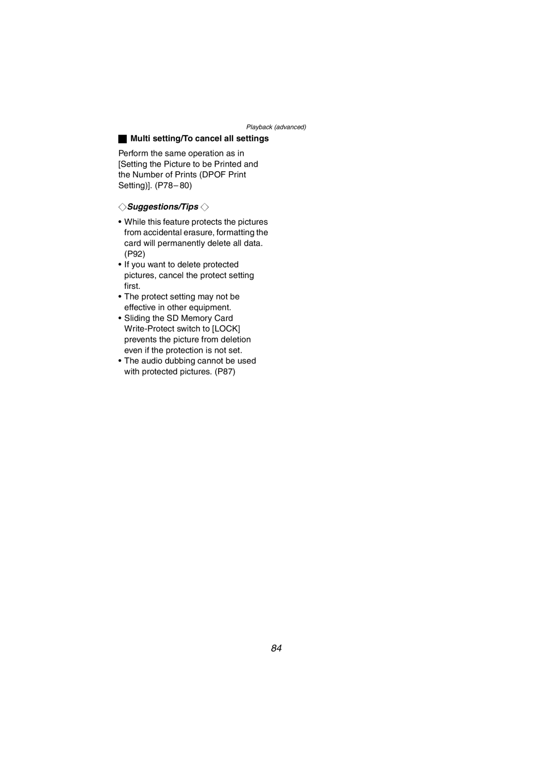 Panasonic DMC-FX5PP operating instructions Multi setting/To cancel all settings 