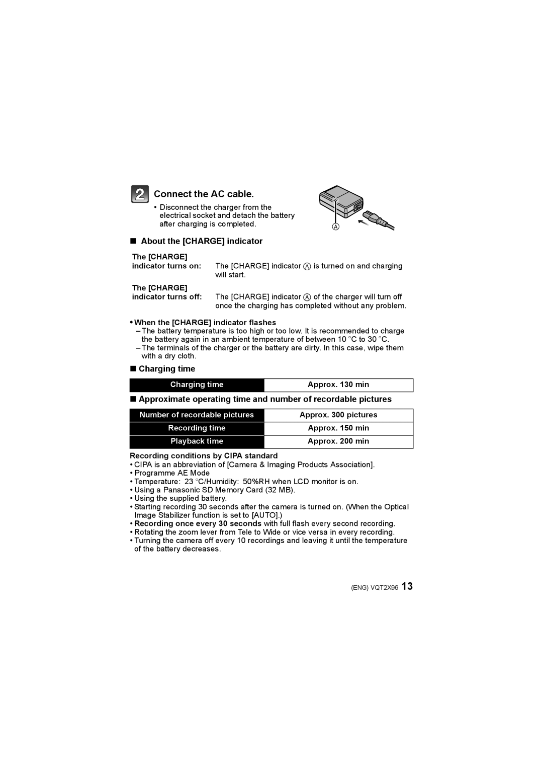 Panasonic DMC-FX700 operating instructions About the Charge indicator, Charging time, When the Charge indicator flashes 