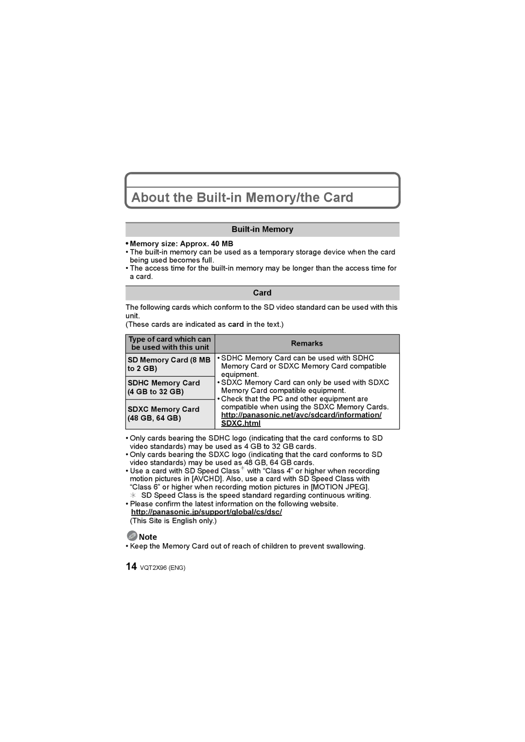 Panasonic DMC-FX700 operating instructions About the Built-in Memory/the Card 