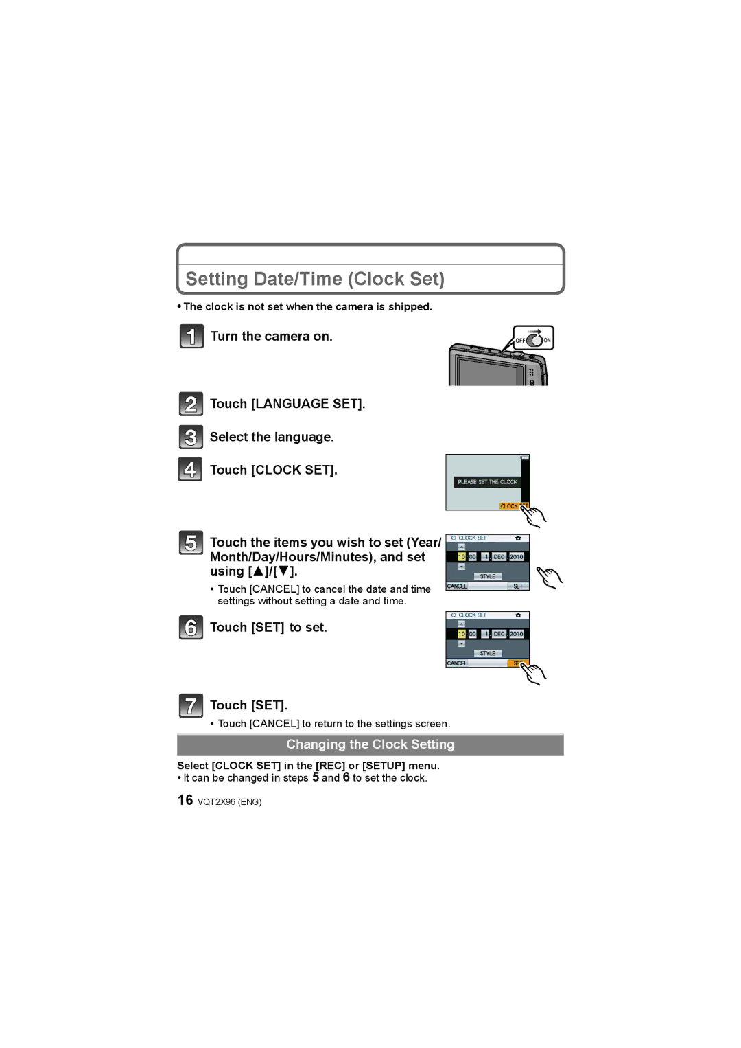 Panasonic DMC-FX700 operating instructions Setting Date/Time Clock Set, Clock is not set when the camera is shipped 