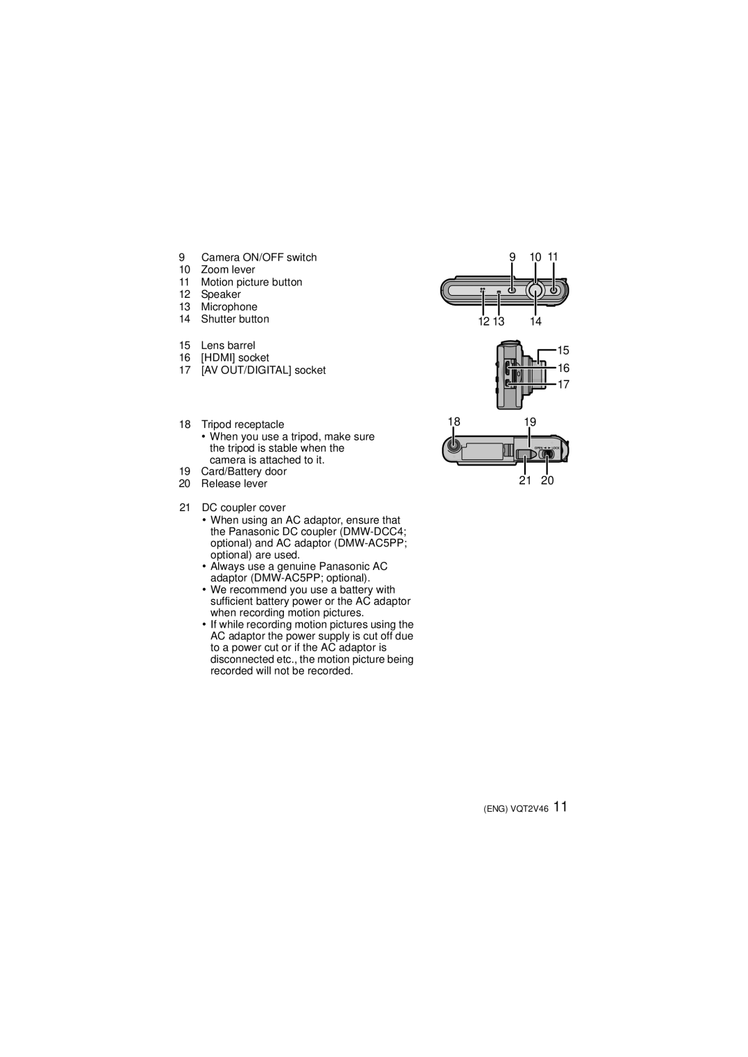 Panasonic VQT2V46, DMC-FX75 operating instructions Always use a genuine Panasonic AC adaptor DMW-AC5PP optional 