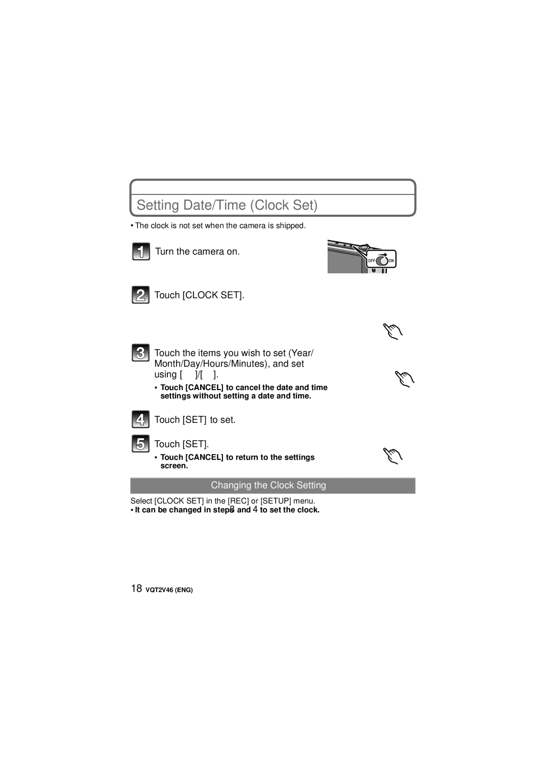 Panasonic DMC-FX75, VQT2V46 operating instructions Setting Date/Time Clock Set, Clock is not set when the camera is shipped 