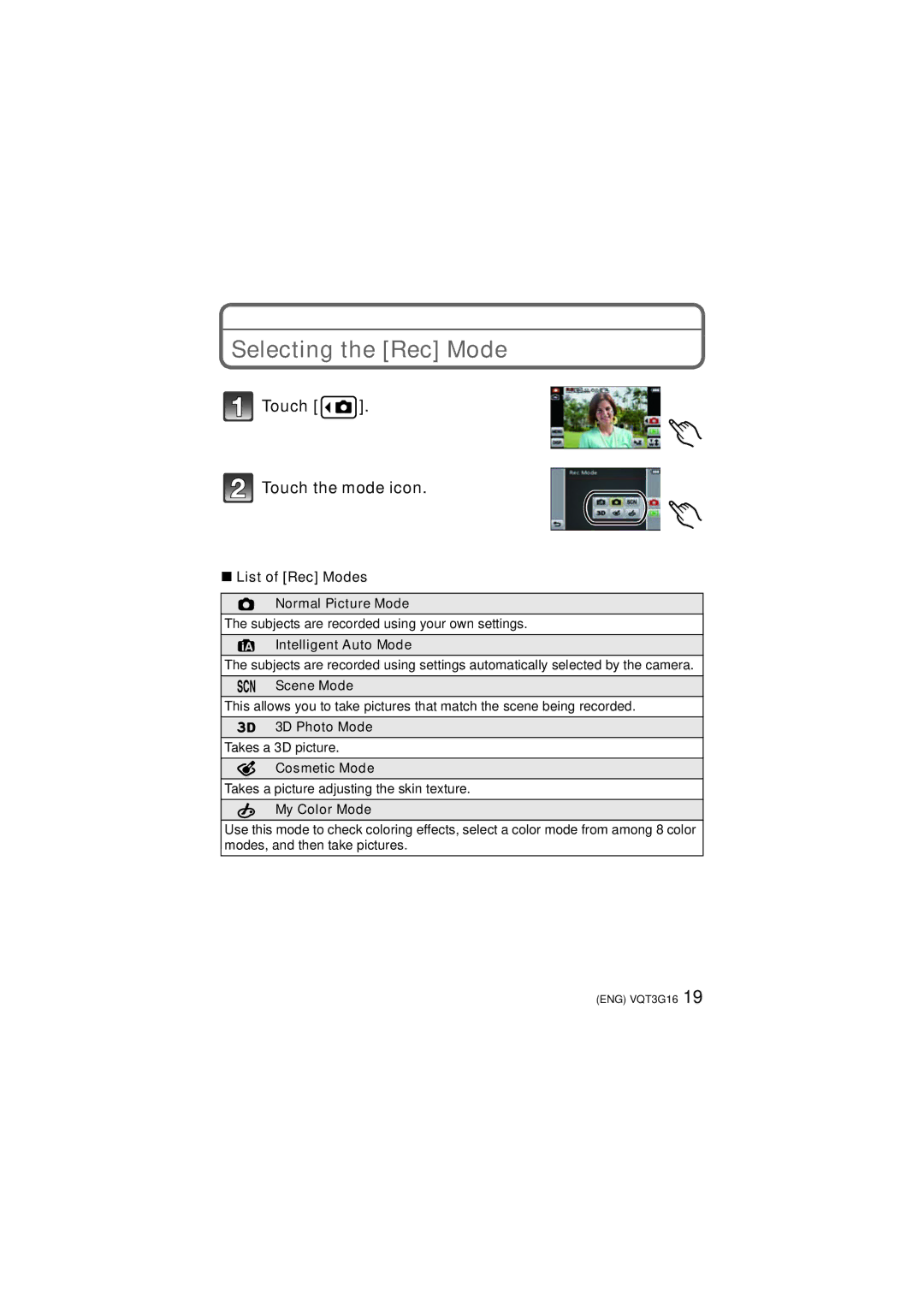 Panasonic DMCFX78K, DMC-FX78 owner manual Selecting the Rec Mode, List of Rec Modes 