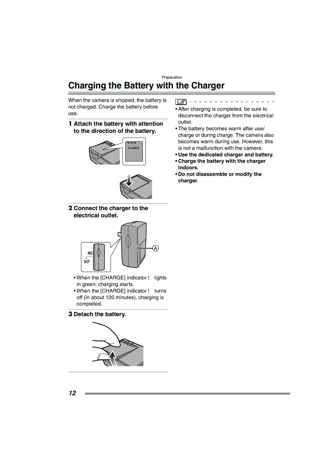 Panasonic DMC-FX7PP, DMCFX7K Charging the Battery with the Charger, Connect the charger to the electrical outlet 