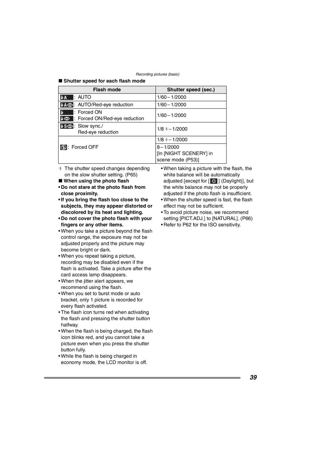 Panasonic DMC-FX7PP, DMCFX7K operating instructions Auto, 60 1/2000 