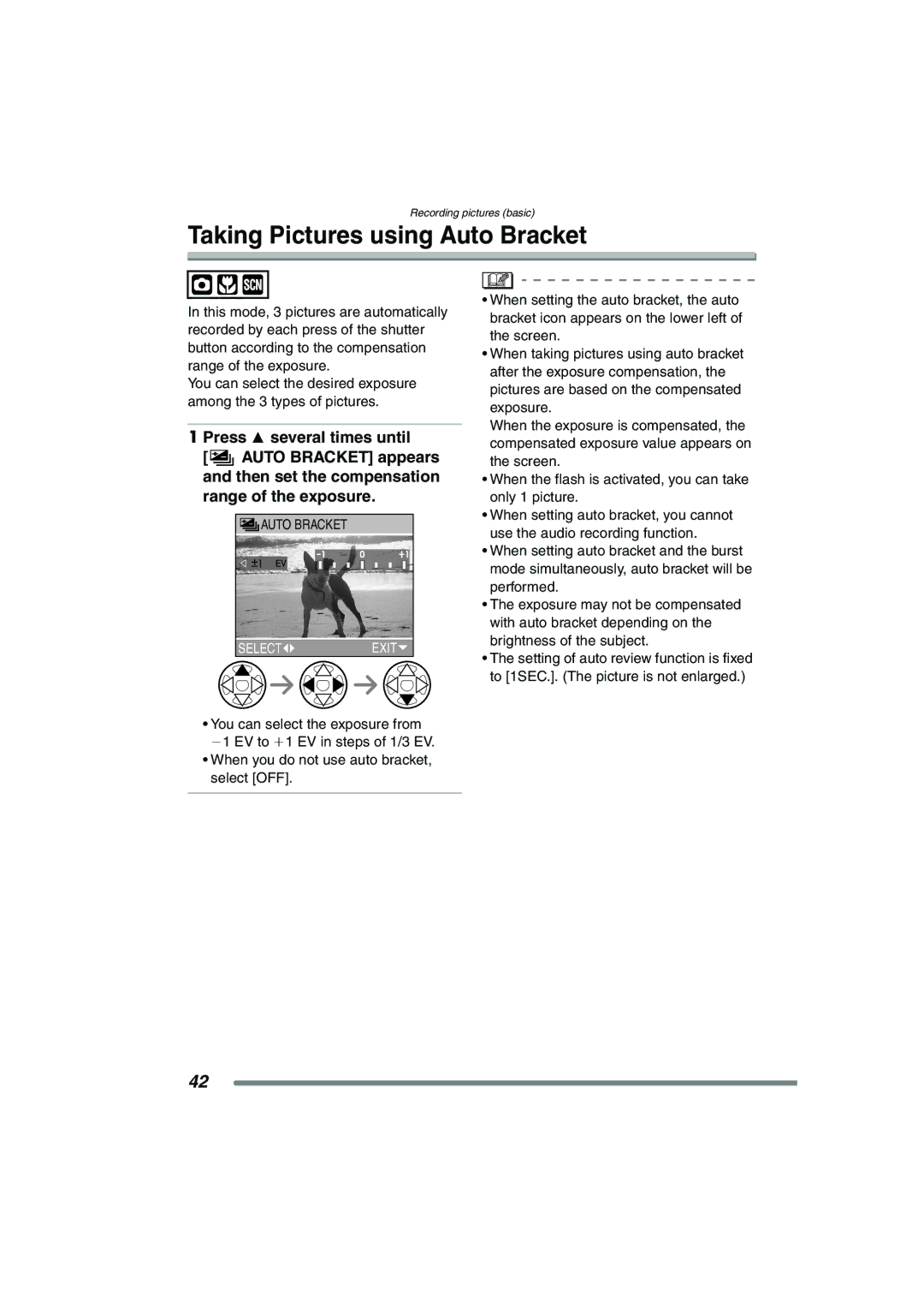 Panasonic DMC-FX7PP, DMCFX7K operating instructions Taking Pictures using Auto Bracket 