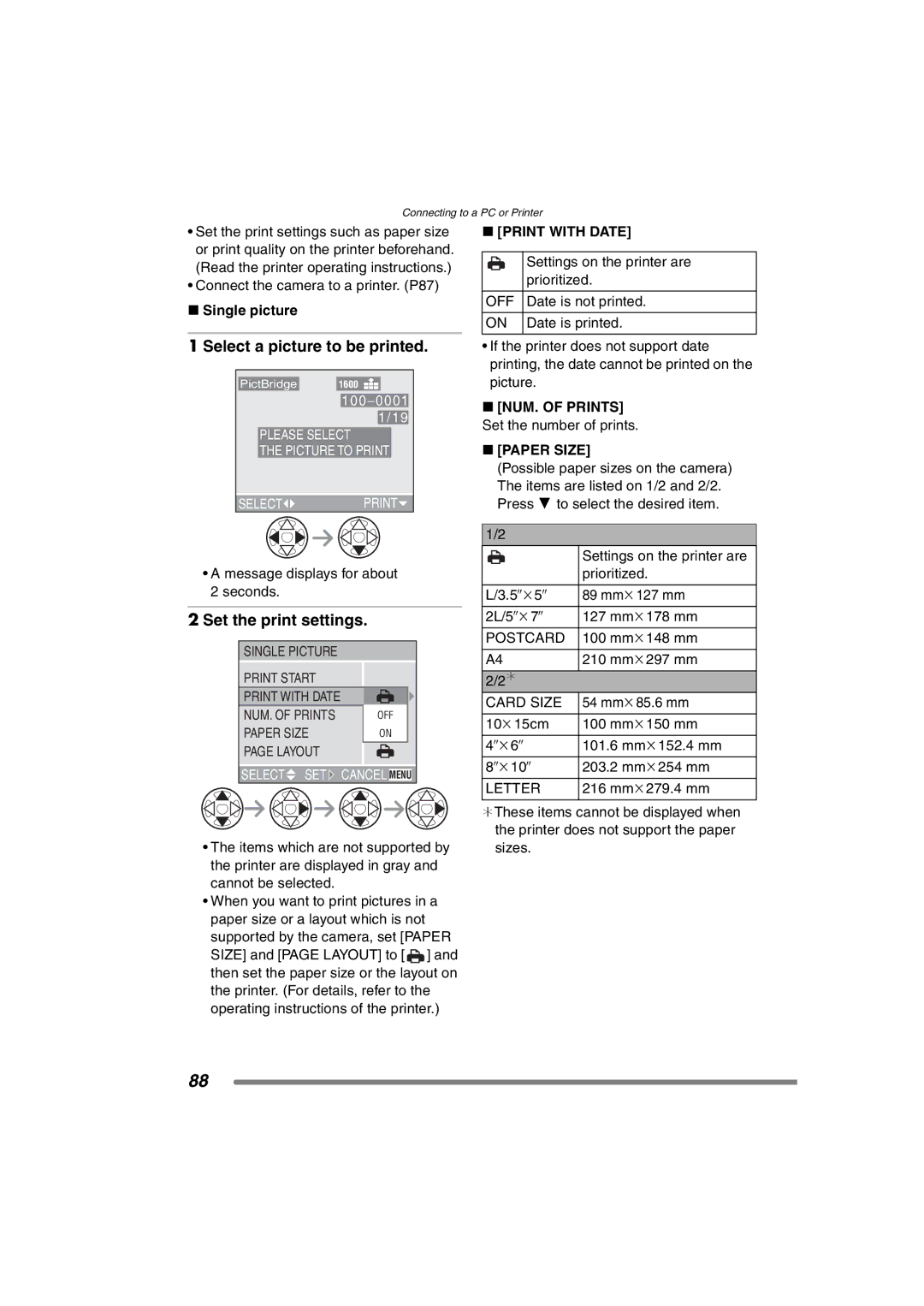 Panasonic DMCFX7K, DMC-FX7PP operating instructions Select a picture to be printed, Set the print settings, Single picture 