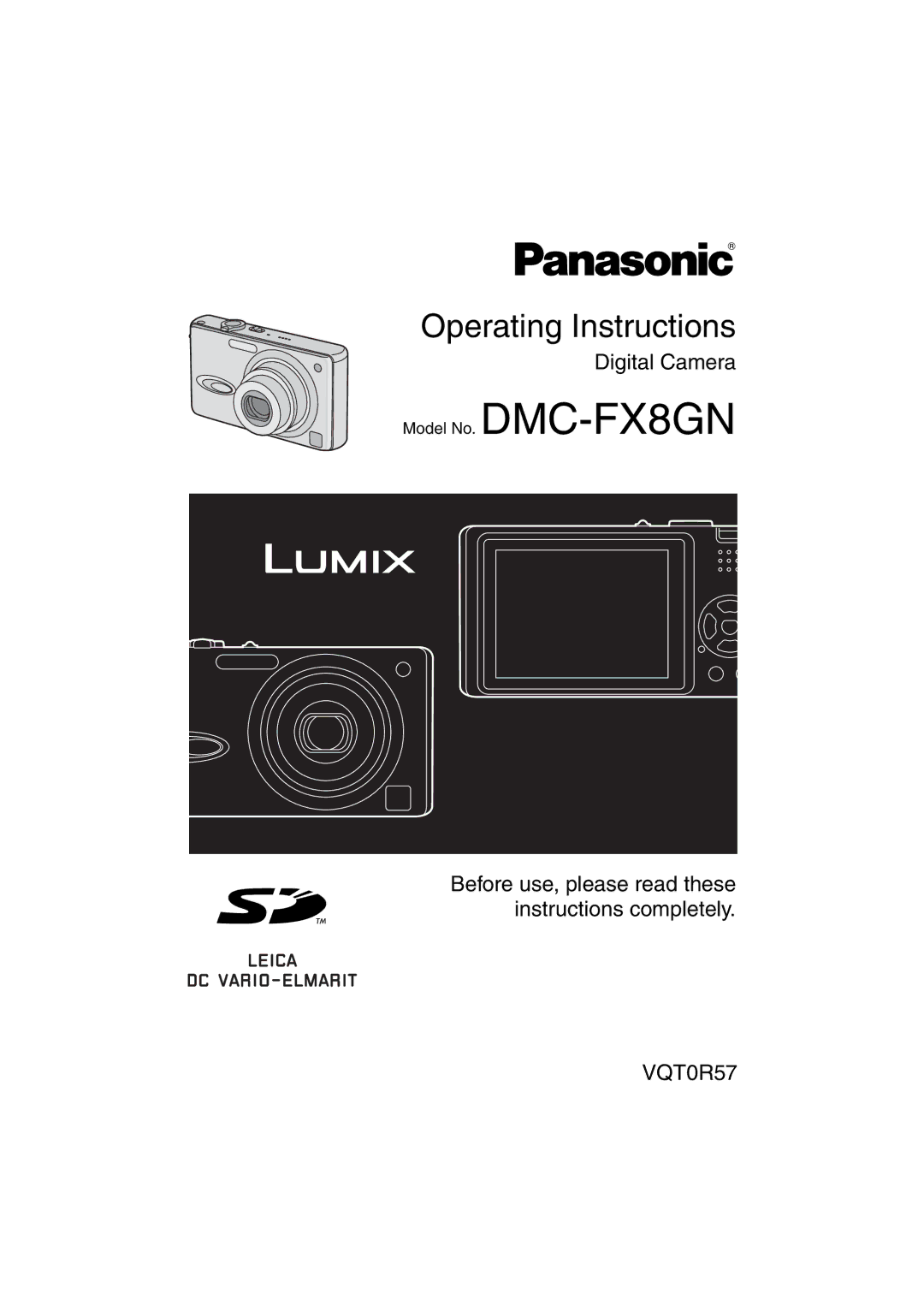 Panasonic DMC-FX8GN operating instructions Operating Instructions 