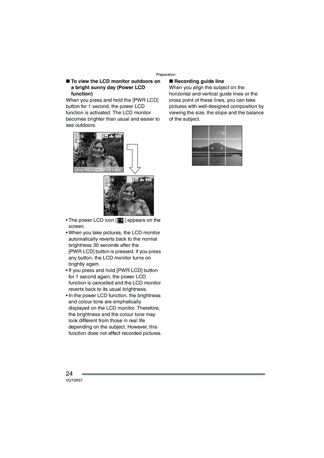 Panasonic DMC-FX8GN operating instructions Recording guide line 