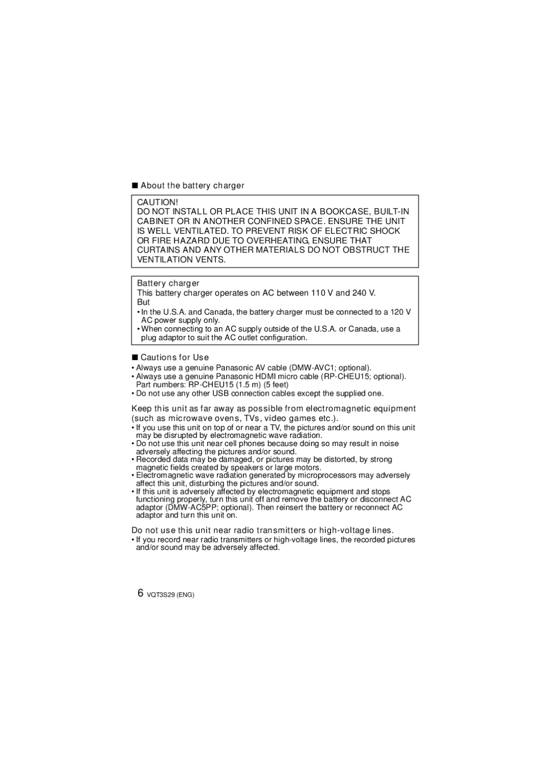 Panasonic DMC-FX90, DMCFX90K owner manual About the battery charger, Battery charger 